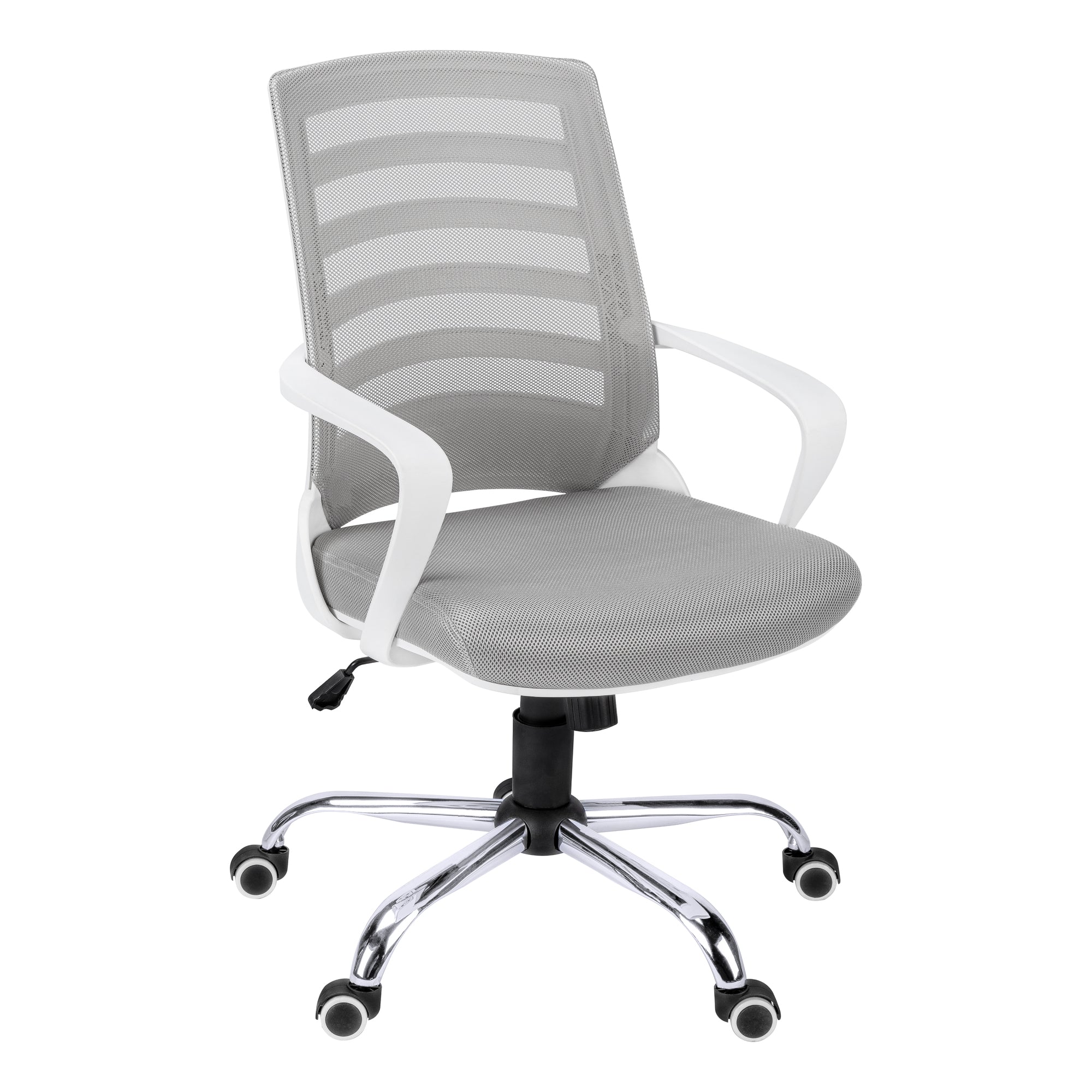 I 7225 Chaise De Bureau, Hauteur Ajustable, Pivotant, Ergonomique, Appuis-bras, Bureau, Travail, Métal, Engrener, Blanc, Chrome, Contemporain, Moderne - Simple Boutique