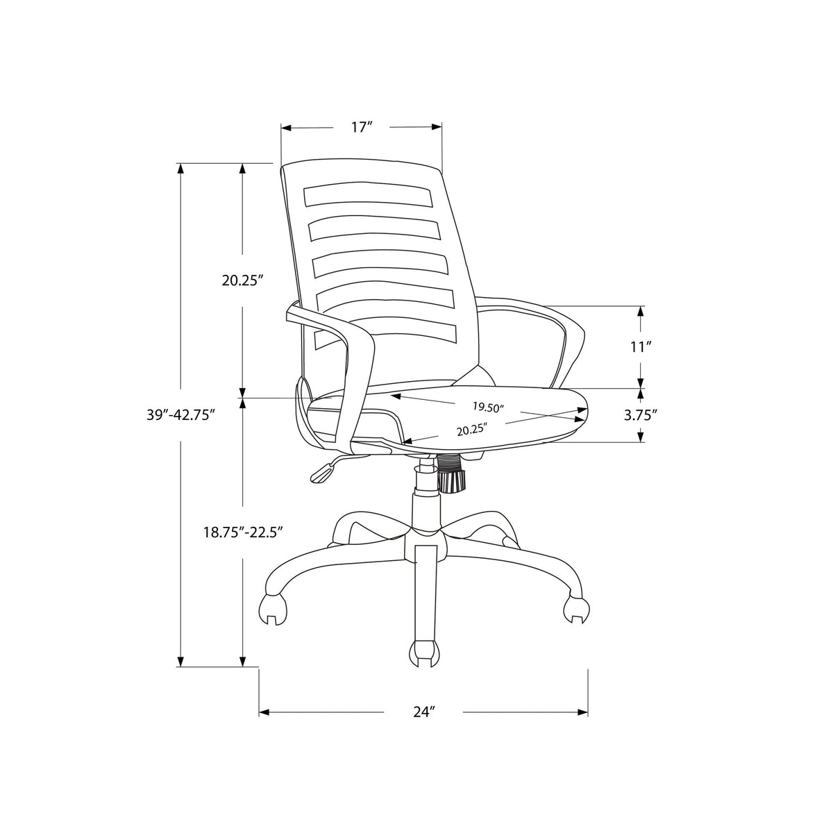 Monarch Specialties I 7225 Chaise De Bureau, Hauteur Ajustable, Pivotant, Ergonomique, Appuis-bras, Bureau, Travail, Métal, Engrener, Blanc, Chrome, Contemporain, Moderne - Simple Boutique
