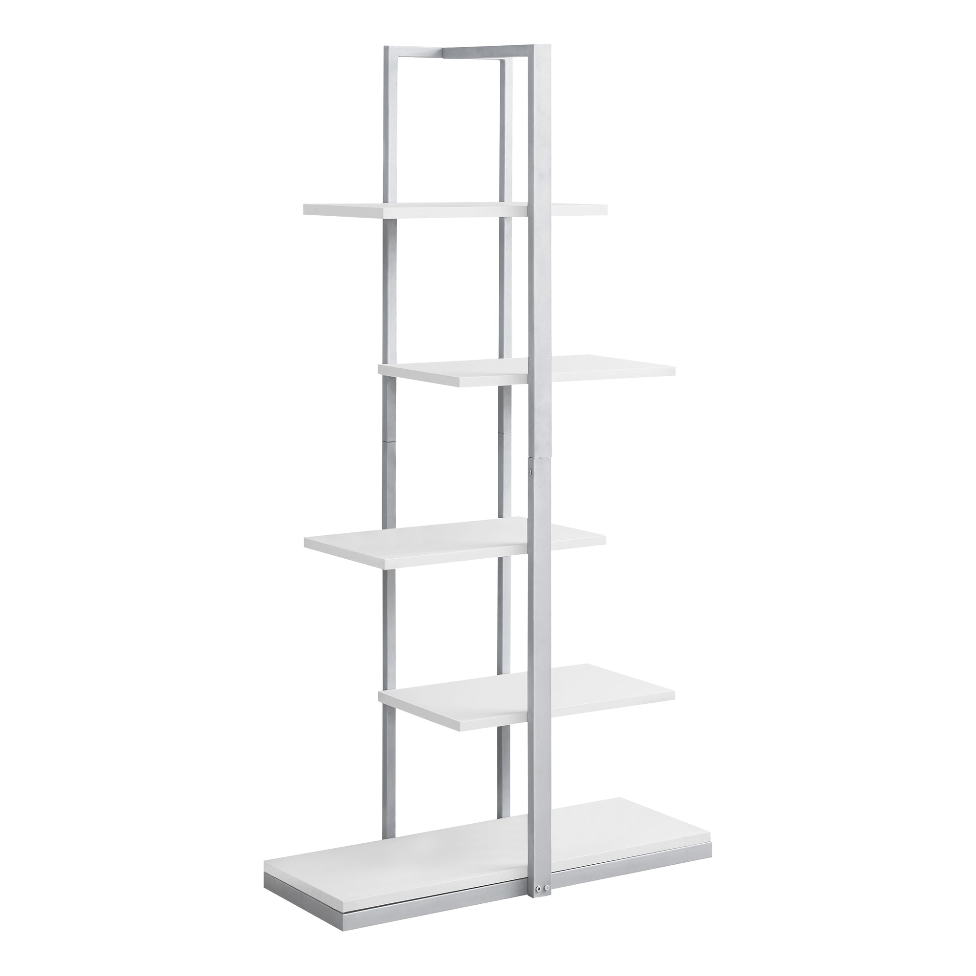 I 7233 Étagère À Livres, Étagère, Étagère, 5 Niveaux, 60"h, Bureau, Chambre À Coucher, Métal, Stratifié, Blanc, Gris, Contemporain, Moderne - Simple Boutique