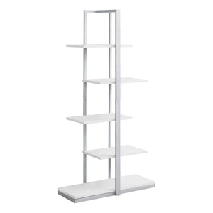 I 7233 Étagère À Livres, Étagère, Étagère, 5 Niveaux, 60"h, Bureau, Chambre À Coucher, Métal, Stratifié, Blanc, Gris, Contemporain, Moderne - Simple Boutique