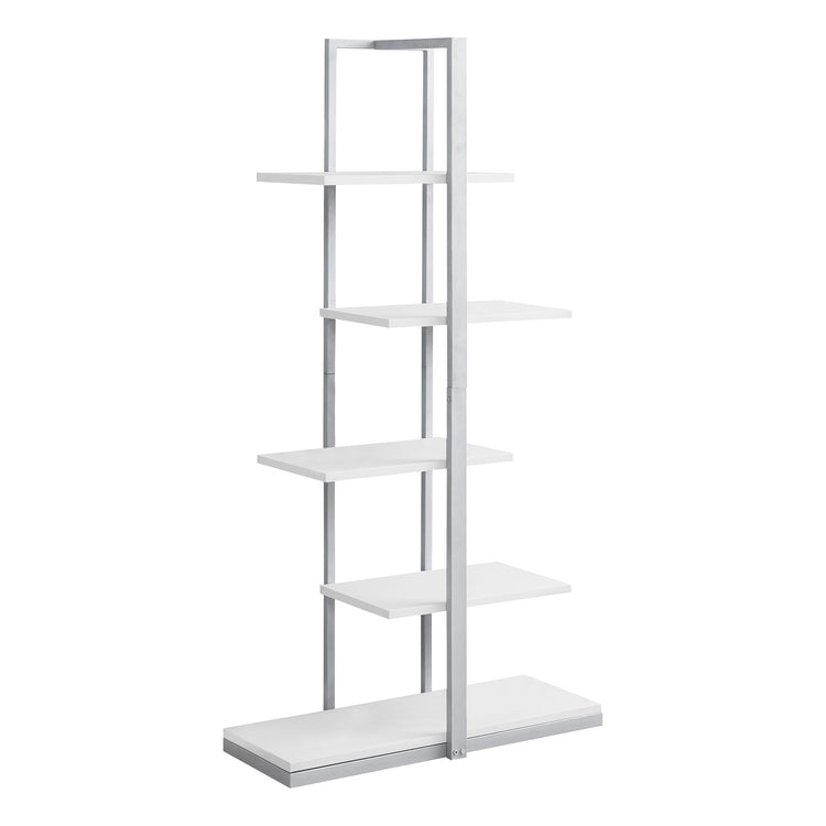 I 7233 Étagère À Livres, Étagère, Étagère, 5 Niveaux, 60"h, Bureau, Chambre À Coucher, Métal, Stratifié, Blanc, Gris, Contemporain, Moderne - Simple Boutique