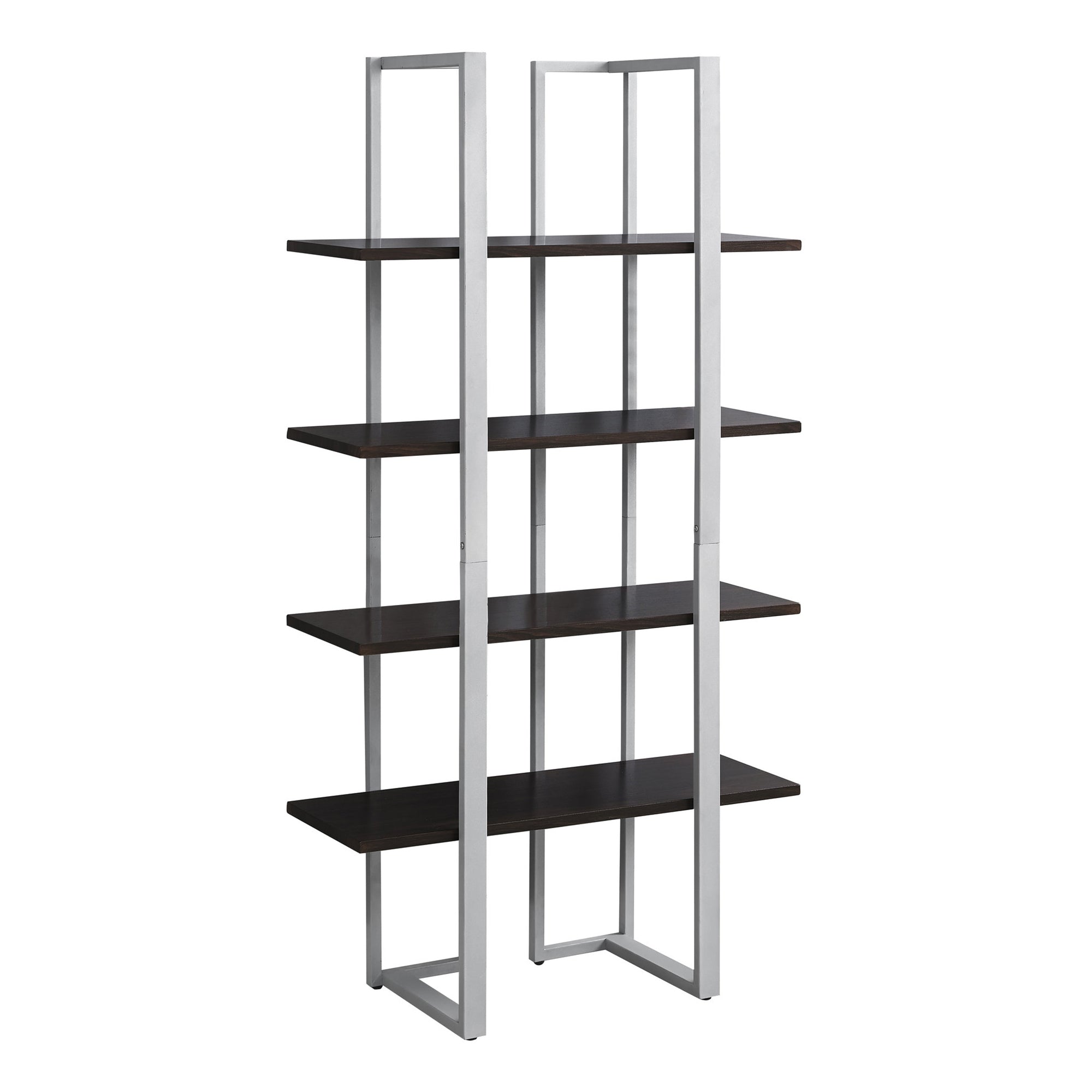 I 7239 Étagère À Livres, Étagère, Étagère, 4 Niveaux, 60"h, Bureau, Chambre À Coucher, Métal, Stratifié, Brun, Gris, Contemporain, Moderne - Simple Boutique