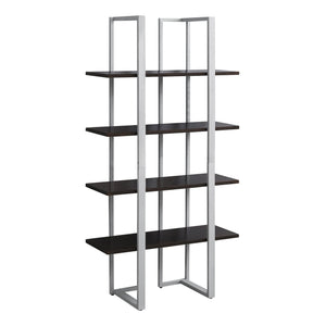 I 7239 Étagère À Livres, Étagère, Étagère, 4 Niveaux, 60"h, Bureau, Chambre À Coucher, Métal, Stratifié, Brun, Gris, Contemporain, Moderne - Simple Boutique