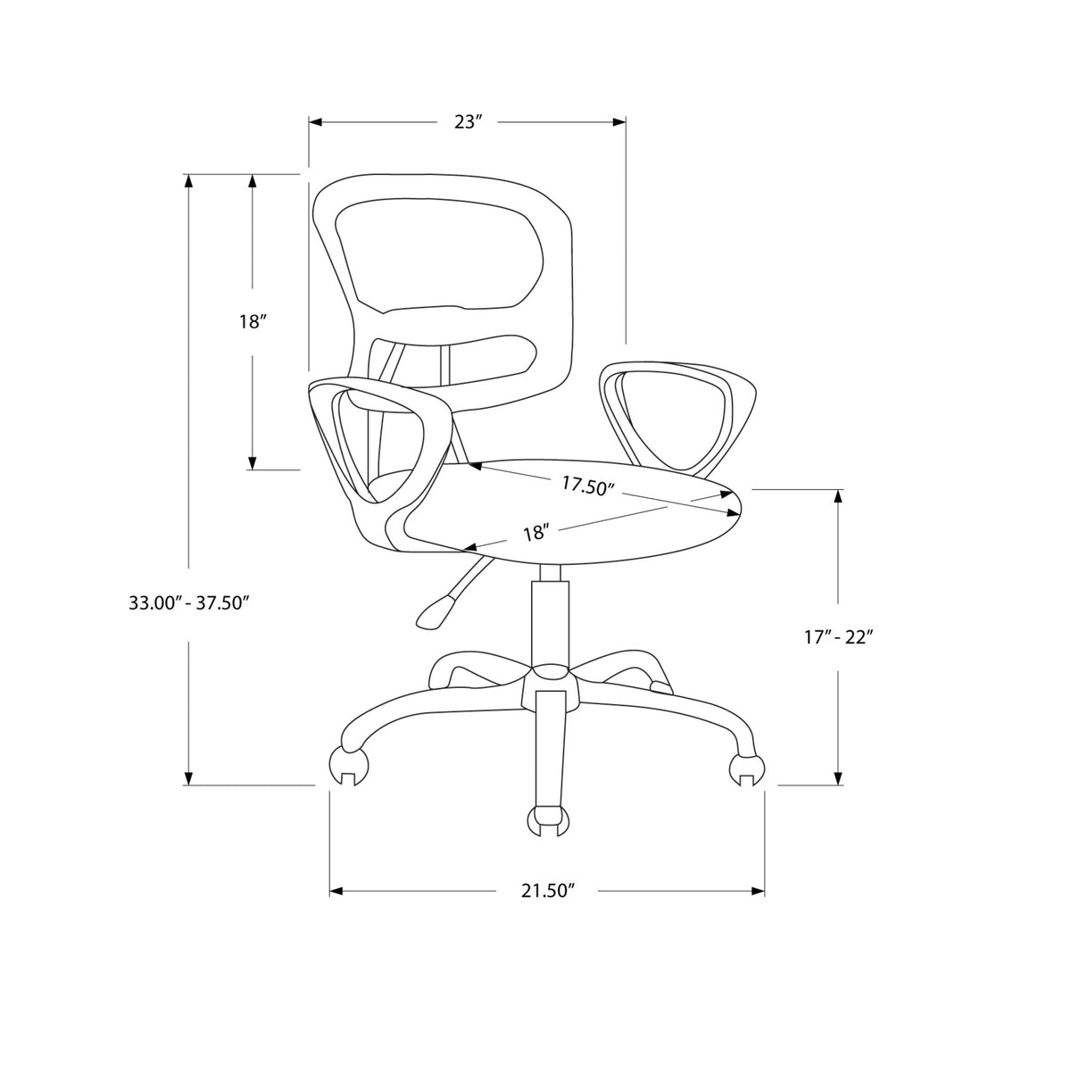 I 7260 Chaise De Bureau, Hauteur Ajustable, Pivotant, Ergonomique, Appuis-bras, Bureau, Travail, Juvénile, Métal, Engrener, Noir, Contemporain, Moderne - Simple Boutique