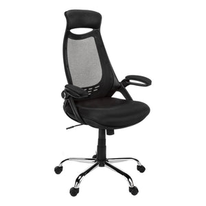 I 7268 Chaise De Bureau, Hauteur Ajustable, Pivotant, Ergonomique, Appuis-bras, Bureau, Travail, Métal, Engrener, Noir, Chrome, Contemporain, Moderne - Simple Boutique