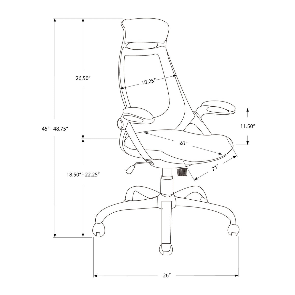 Monarch Specialties I 7268 Chaise De Bureau, Hauteur Ajustable, Pivotant, Ergonomique, Appuis-bras, Bureau, Travail, Métal, Engrener, Noir, Chrome, Contemporain, Moderne - Simple Boutique