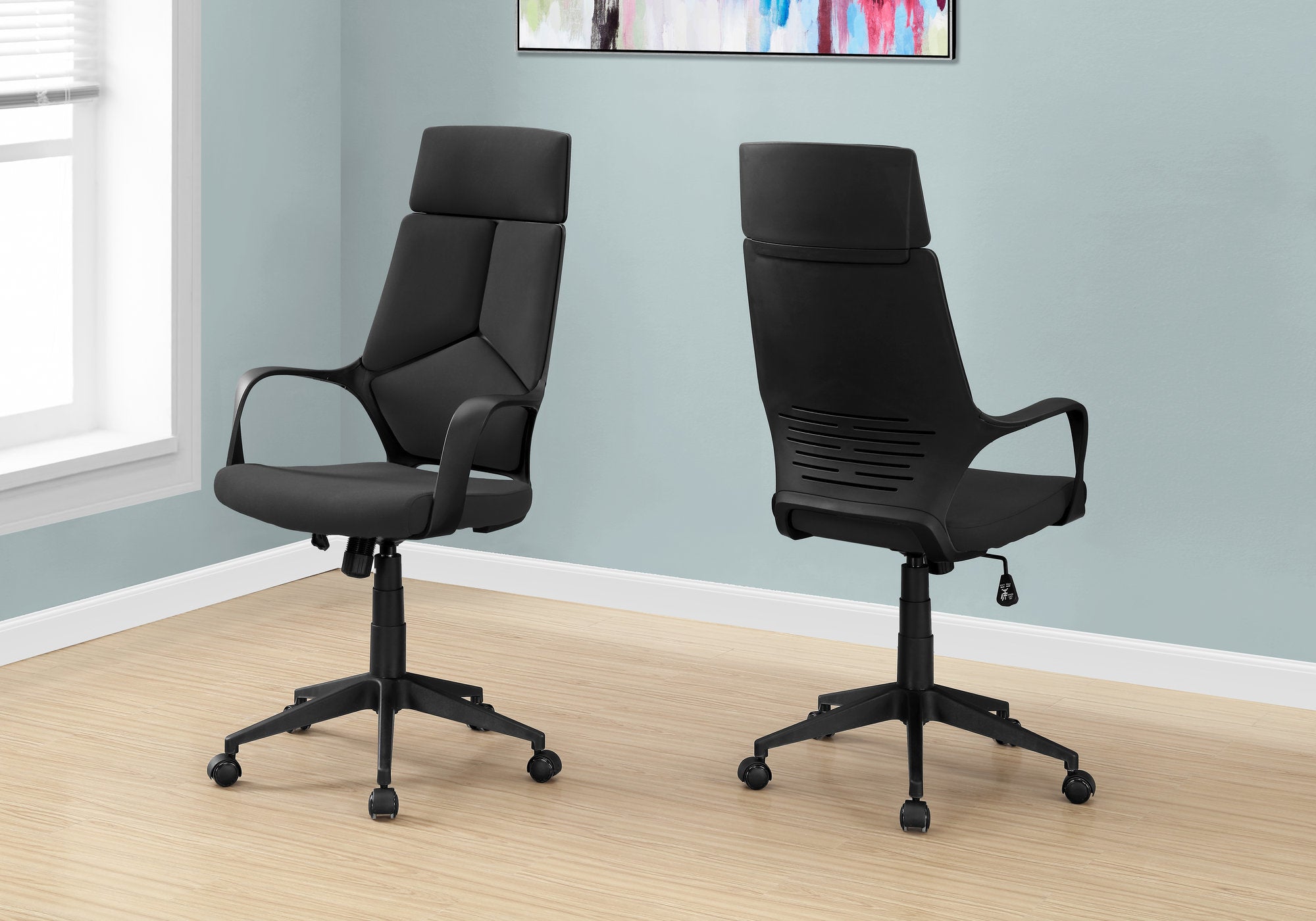I 7272 Chaise De Bureau, Hauteur Ajustable, Pivotant, Ergonomique, Appuis-bras, Bureau, Travail, Métal, En Tissu, Noir, Contemporain, Moderne - Simple Boutique