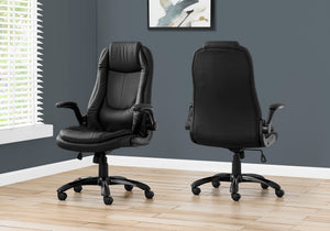 I 7277 Chaise De Bureau, Hauteur Ajustable, Pivotant, Ergonomique, Appuis-bras, Bureau, Travail, Métal, Pu D'aspect Cuir, Noir, Contemporain, Moderne - Simple Boutique