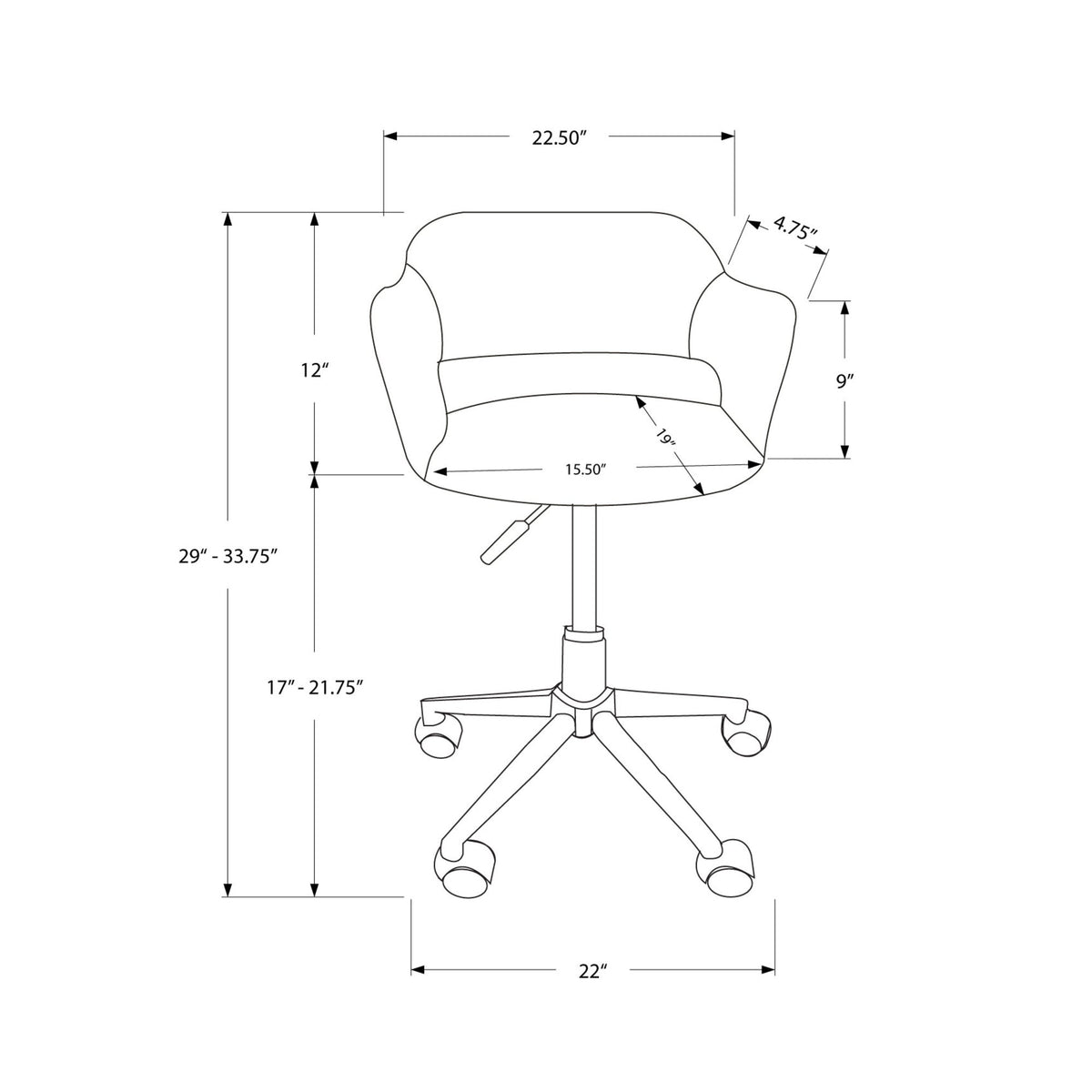 Monarch Specialties I 7298 Chaise De Bureau, Hauteur Ajustable, Pivotant, Ergonomique, Appuis-bras, Bureau, Travail, Métal, Pu D'aspect Cuir, Noir, Chrome, Contemporain, Moderne - Simple Boutique