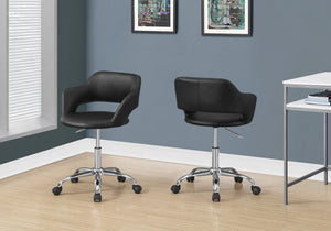 I 7298 Chaise De Bureau, Hauteur Ajustable, Pivotant, Ergonomique, Appuis-bras, Bureau, Travail, Métal, Pu D'aspect Cuir, Noir, Chrome, Contemporain, Moderne - Simple Boutique
