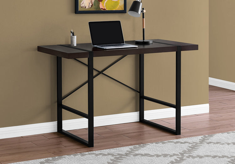 I 7311 Bureau, Bureau À Domicile, Ordinateur Portable, 48"l, Travail, Métal, Stratifié, Brun, Noir, Contemporain, Moderne - Simple Boutique