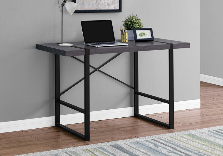 I 7312 Bureau, Bureau À Domicile, Ordinateur Portable, 48"l, Travail, Métal, Stratifié, Gris, Noir, Contemporain, Moderne - Simple Boutique