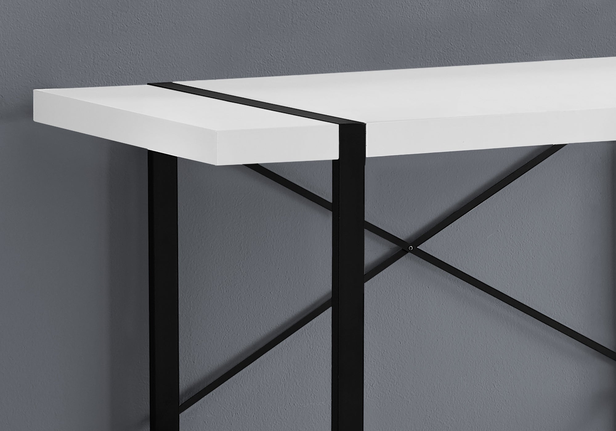 I 7313 Bureau, Bureau À Domicile, Ordinateur Portable, 48"l, Travail, Métal, Stratifié, Blanc, Noir, Contemporain, Moderne - Simple Boutique