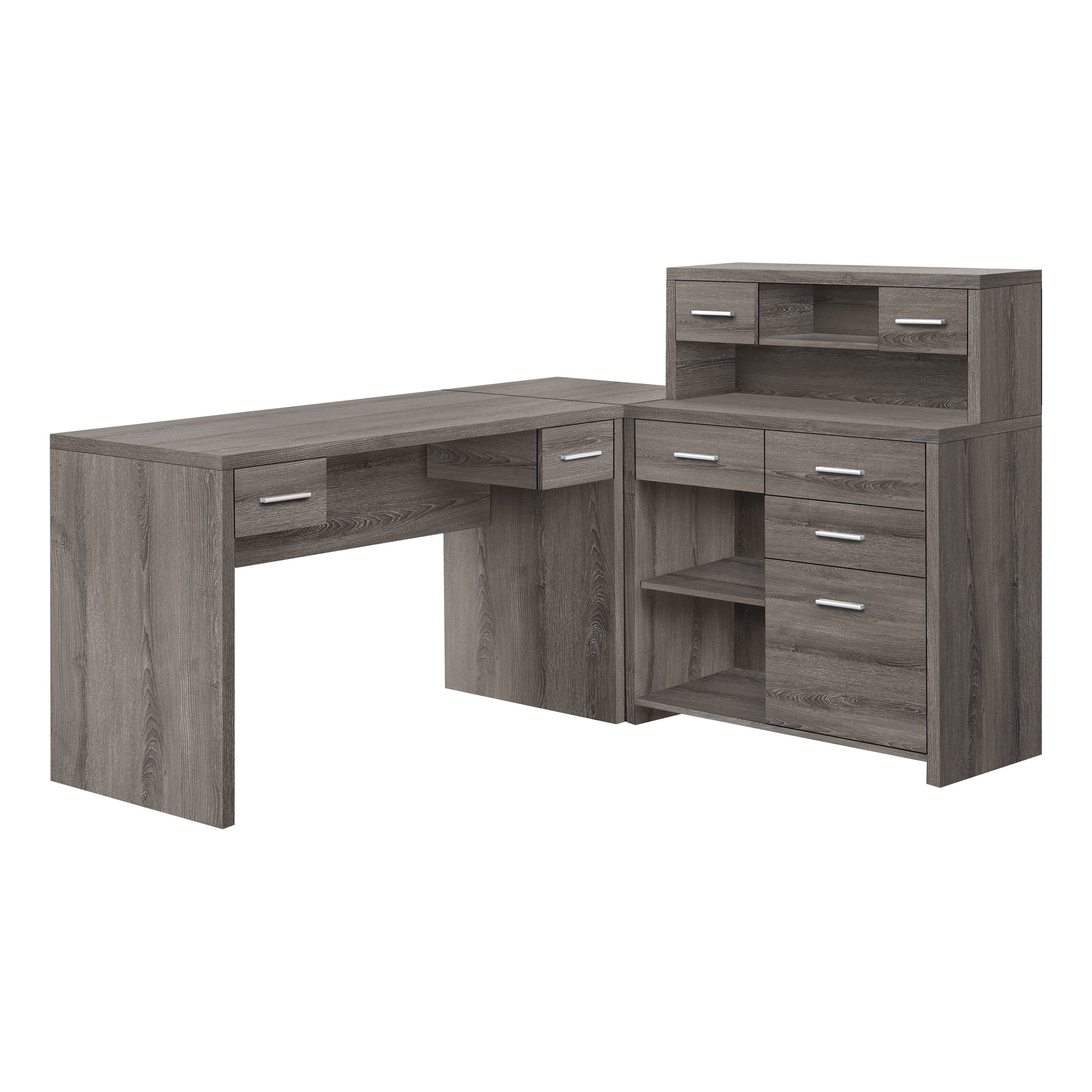 I 7318 Bureau, Bureau À Domicile, Coin, Configuration Gauche, Droite, Tiroirs De Rangement, Forme De L, Travail, Ordinateur Portable, Stratifié, Brun, Contemporain, Moderne - Simple Boutique