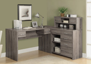 I 7318 Bureau, Bureau À Domicile, Coin, Configuration Gauche, Droite, Tiroirs De Rangement, Forme De L, Travail, Ordinateur Portable, Stratifié, Brun, Contemporain, Moderne - Simple Boutique