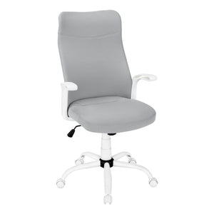 I 7324 Chaise De Bureau, Hauteur Ajustable, Pivotant, Ergonomique, Appuis-bras, Bureau, Travail, Métal, Engrener, Blanc, Gris, Contemporain, Moderne - Simple Boutique