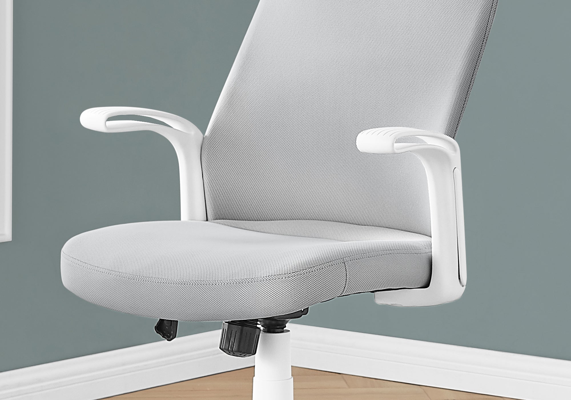 I 7324 Chaise De Bureau, Hauteur Ajustable, Pivotant, Ergonomique, Appuis-bras, Bureau, Travail, Métal, Engrener, Blanc, Gris, Contemporain, Moderne - Simple Boutique