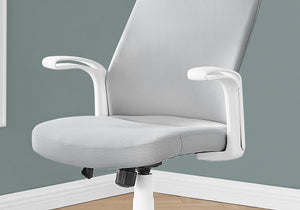 I 7324 Chaise De Bureau, Hauteur Ajustable, Pivotant, Ergonomique, Appuis-bras, Bureau, Travail, Métal, Engrener, Blanc, Gris, Contemporain, Moderne - Simple Boutique
