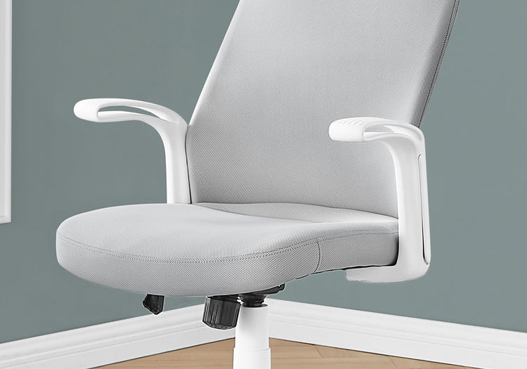 I 7324 Chaise De Bureau, Hauteur Ajustable, Pivotant, Ergonomique, Appuis-bras, Bureau, Travail, Métal, Engrener, Blanc, Gris, Contemporain, Moderne - Simple Boutique
