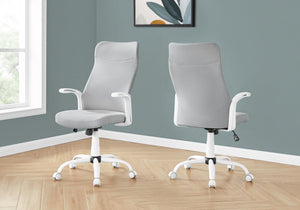 I 7324 Chaise De Bureau, Hauteur Ajustable, Pivotant, Ergonomique, Appuis-bras, Bureau, Travail, Métal, Engrener, Blanc, Gris, Contemporain, Moderne - Simple Boutique