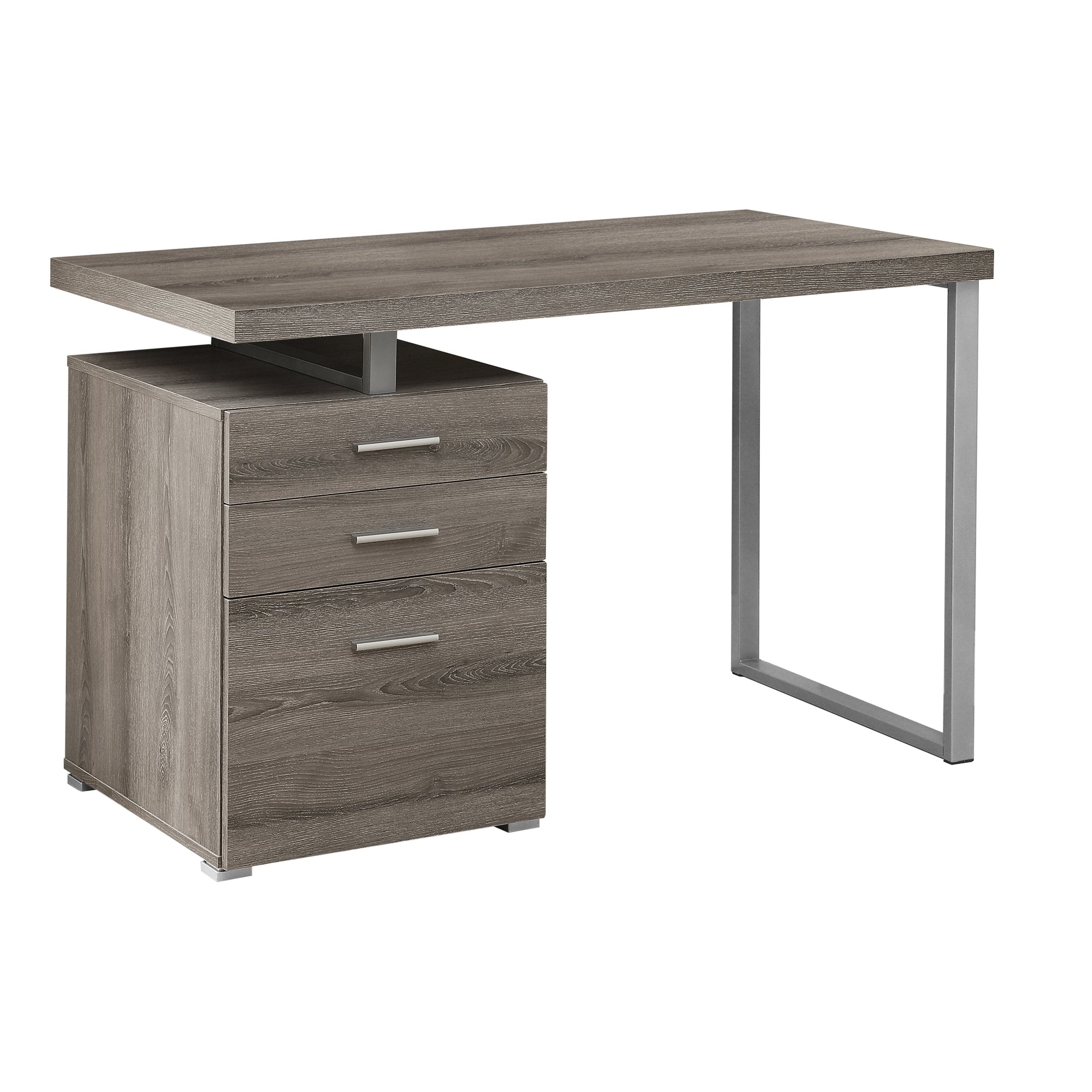 I 7326 Bureau, Bureau À Domicile, Ordinateur Portable, Configuration Gauche, Droite, Tiroirs De Rangement, 48"l, Travail, Métal, Stratifié, Brun, Gris, Contemporain, Moderne - Simple Boutique