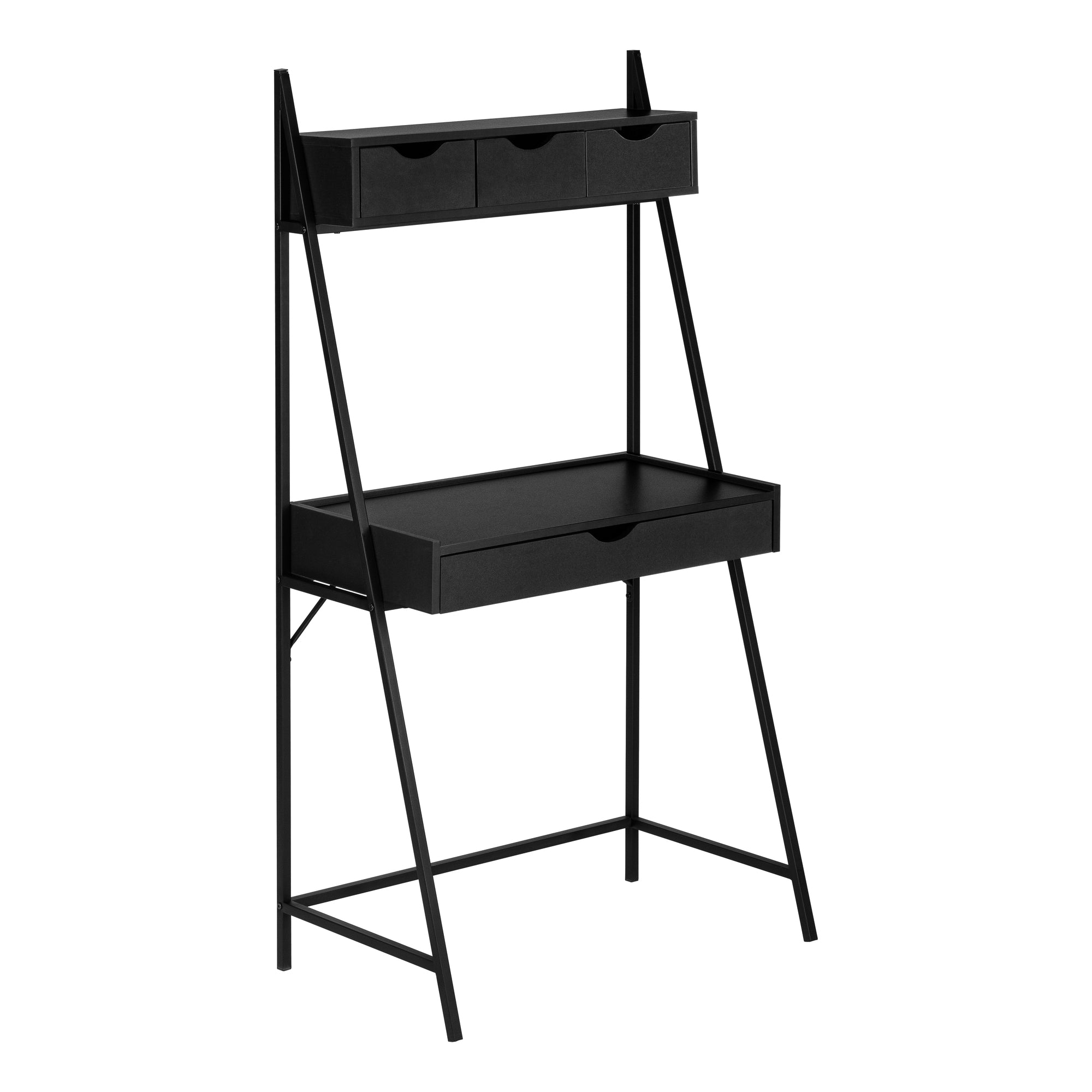 I 7330 Bureau, Bureau À Domicile, Ordinateur Portable, Penché, Tiroirs De Rangement, 32"l, Travail, Métal, Stratifié, Noir, Contemporain, Moderne - Simple Boutique