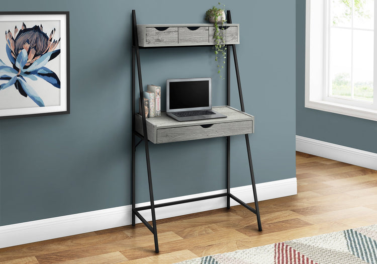 I 7331 Bureau, Bureau À Domicile, Ordinateur Portable, Penché, Tiroirs De Rangement, 32"l, Travail, Métal, Stratifié, Gris, Noir, Contemporain, Moderne - Simple Boutique