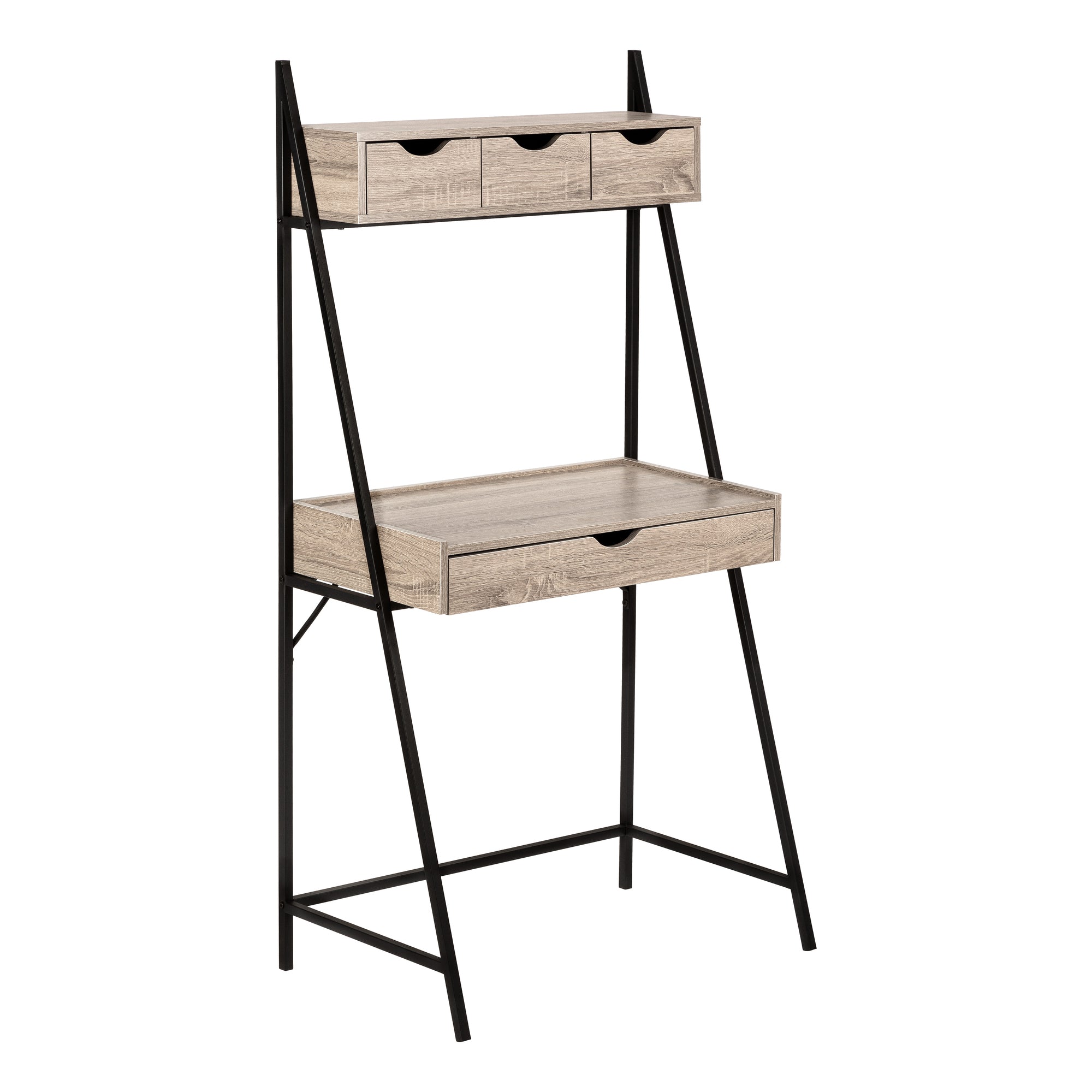 I 7332 Bureau, Bureau À Domicile, Ordinateur Portable, Penché, Tiroirs De Rangement, 32"l, Travail, Métal, Stratifié, Brun, Noir, Contemporain, Moderne - Simple Boutique
