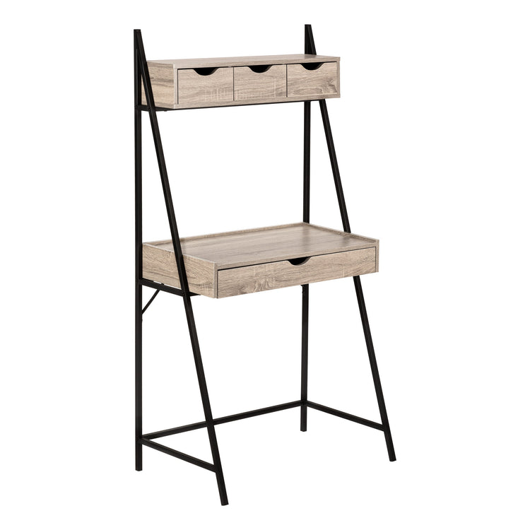 I 7332 Bureau, Bureau À Domicile, Ordinateur Portable, Penché, Tiroirs De Rangement, 32"l, Travail, Métal, Stratifié, Brun, Noir, Contemporain, Moderne - Simple Boutique
