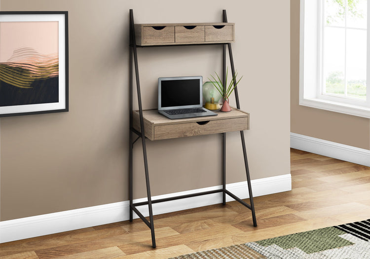 I 7332 Bureau, Bureau À Domicile, Ordinateur Portable, Penché, Tiroirs De Rangement, 32"l, Travail, Métal, Stratifié, Brun, Noir, Contemporain, Moderne - Simple Boutique
