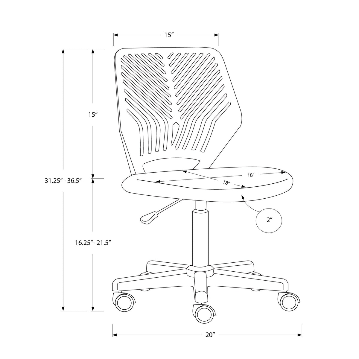 Monarch Specialties I 7336 Chaise De Bureau, Hauteur Ajustable, Pivotant, Ergonomique, Bureau, Travail, Juvénile, Métal, En Tissu, Noir, Contemporain, Moderne - Simple Boutique