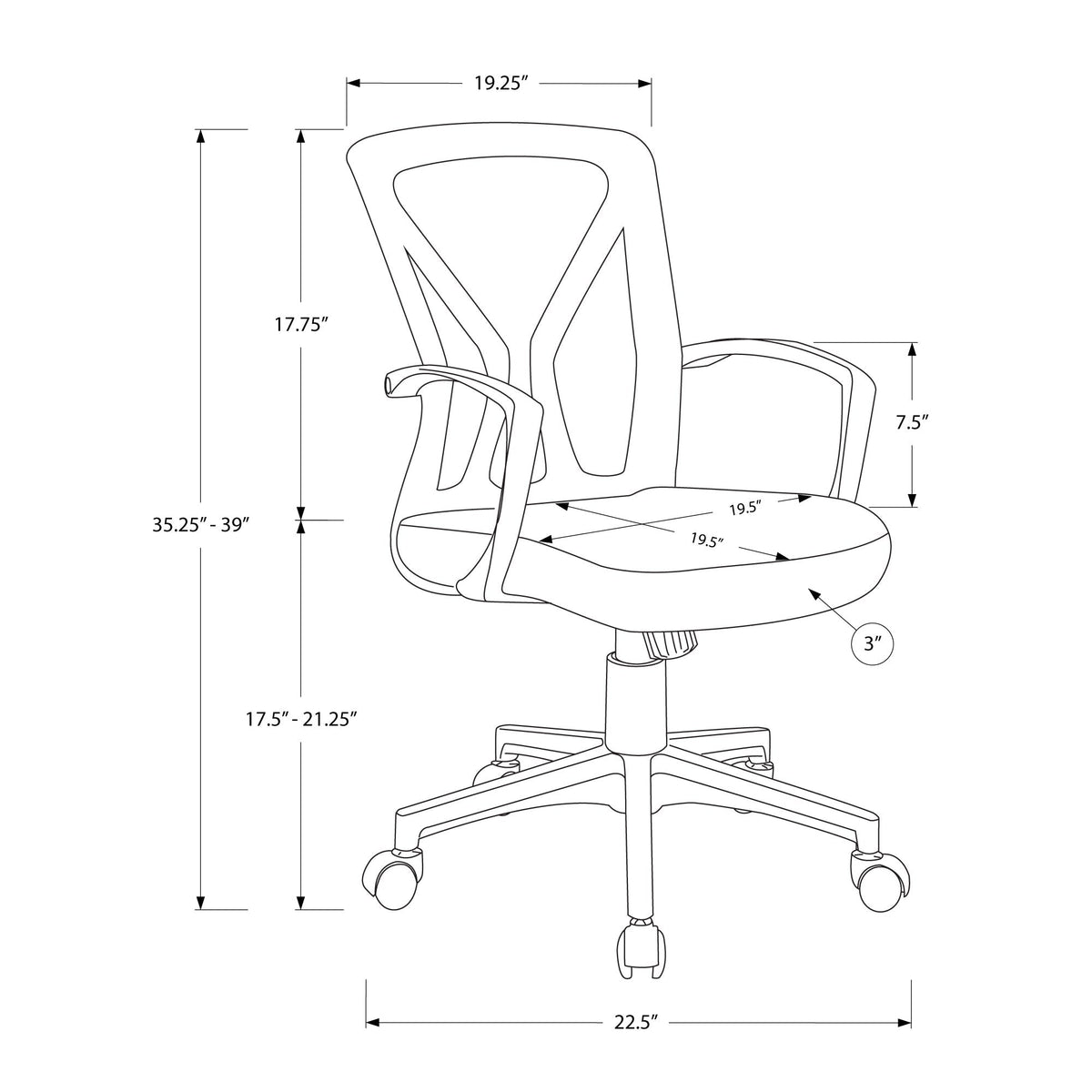 I 7340 Chaise De Bureau, Hauteur Ajustable, Pivotant, Ergonomique, Appuis-bras, Bureau, Travail, Métal, En Tissu, Gris, Noir, Contemporain, Moderne - Simple Boutique
