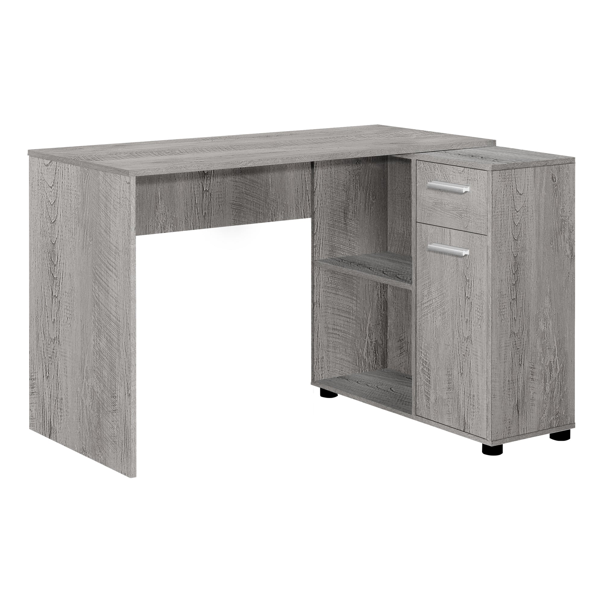I 7346 Bureau, Bureau À Domicile, Coin, Tiroirs De Rangement, 46"l, Forme De L, Travail, Ordinateur Portable, Stratifié, Gris, Contemporain, Moderne - Simple Boutique