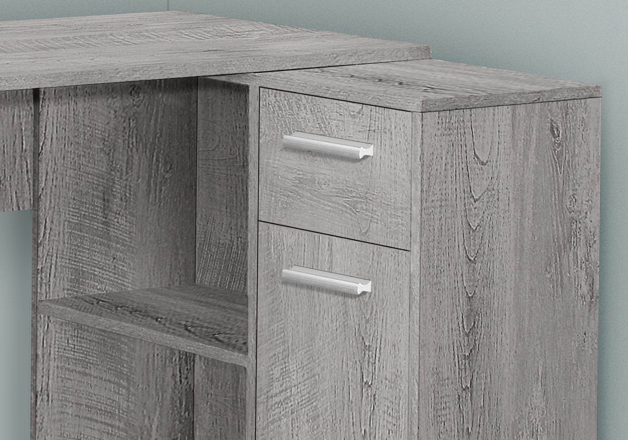 I 7346 Bureau, Bureau À Domicile, Coin, Tiroirs De Rangement, 46"l, Forme De L, Travail, Ordinateur Portable, Stratifié, Gris, Contemporain, Moderne - Simple Boutique