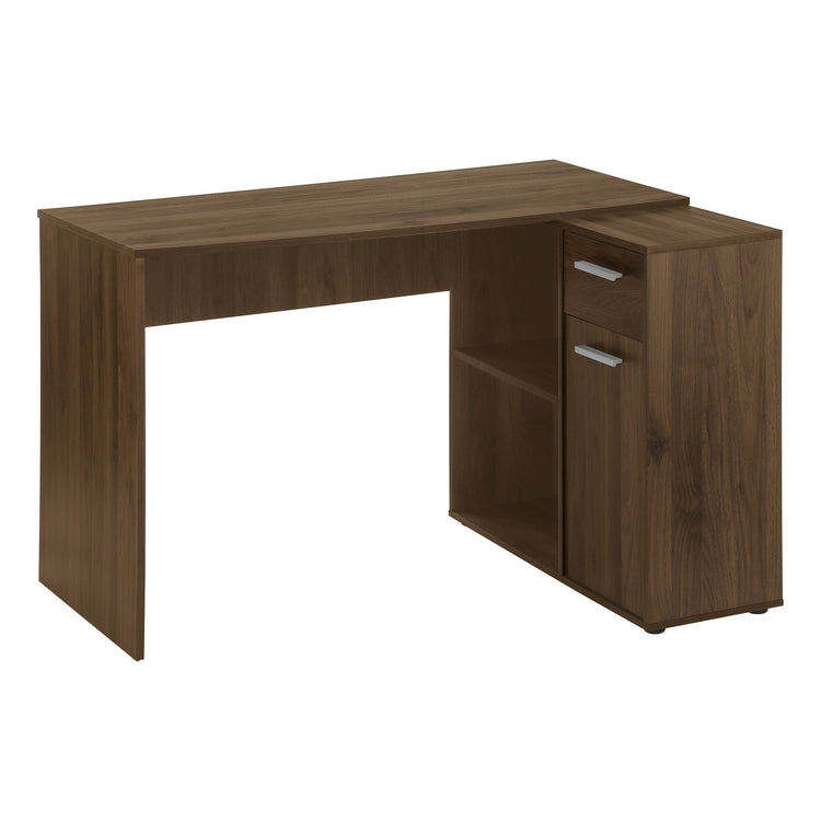 I 7348 Bureau, Bureau À Domicile, Coin, Tiroirs De Rangement, 46"l, Forme De L, Travail, Ordinateur Portable, Stratifié, Noyer, Contemporain, Moderne - Simple Boutique