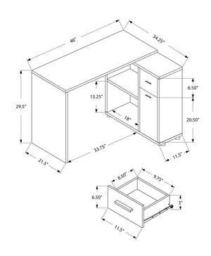 I 7348 Bureau, Bureau À Domicile, Coin, Tiroirs De Rangement, 46"l, Forme De L, Travail, Ordinateur Portable, Stratifié, Noyer, Contemporain, Moderne - Simple Boutique