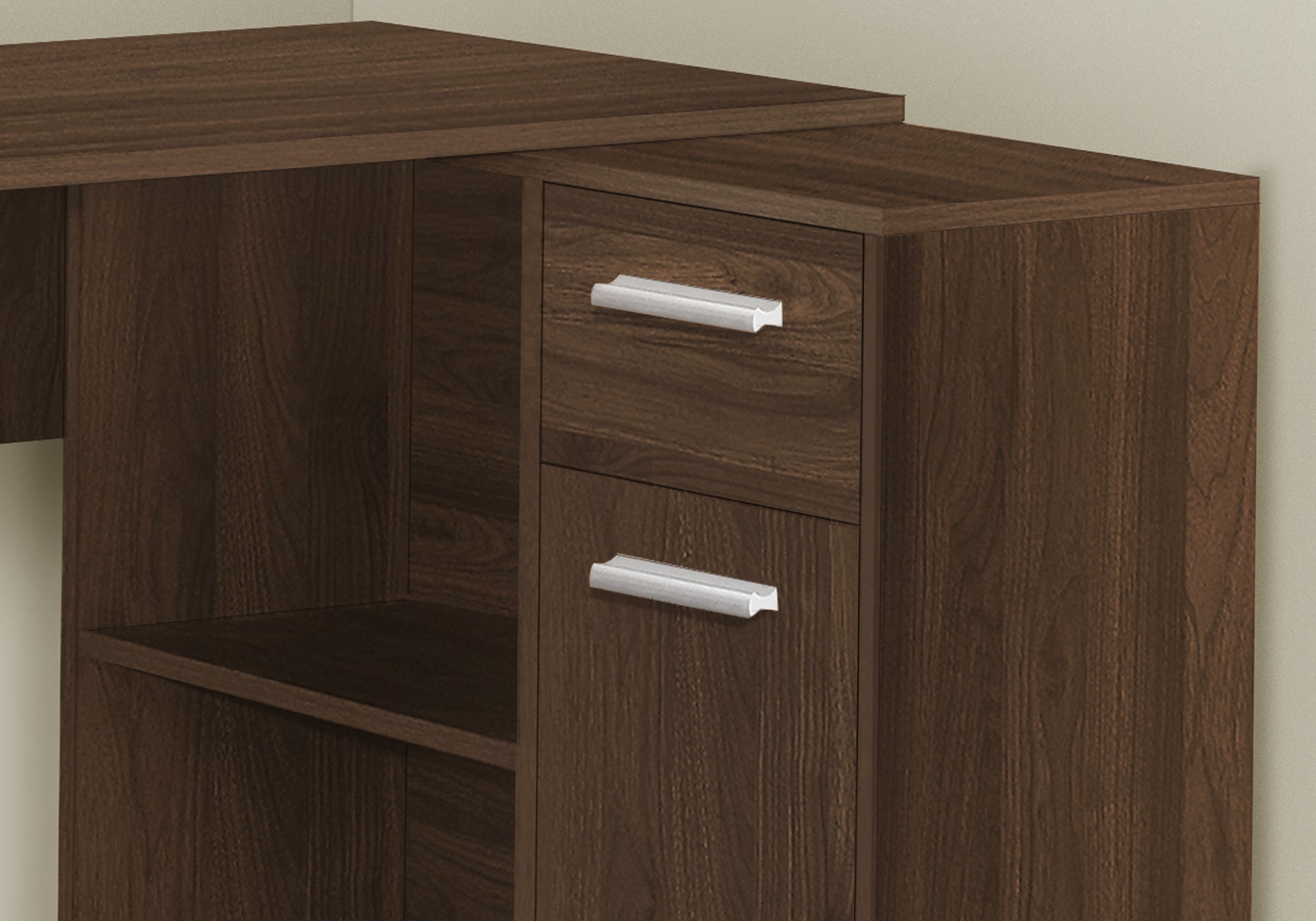 I 7348 Bureau, Bureau À Domicile, Coin, Tiroirs De Rangement, 46"l, Forme De L, Travail, Ordinateur Portable, Stratifié, Noyer, Contemporain, Moderne - Simple Boutique