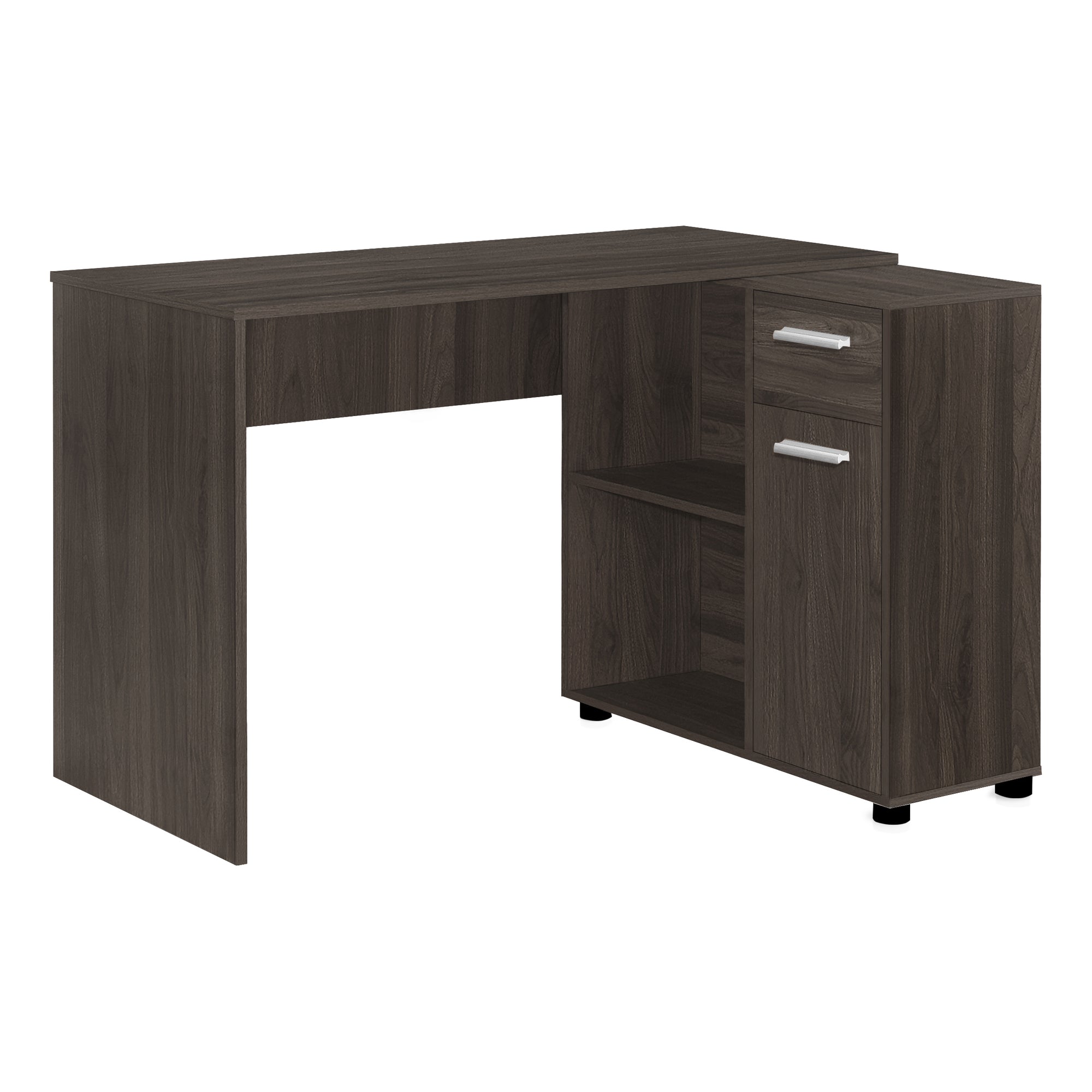 I 7349 Bureau, Bureau À Domicile, Coin, Tiroirs De Rangement, 46"l, Forme De L, Travail, Ordinateur Portable, Stratifié, Brun, Contemporain, Moderne - Simple Boutique