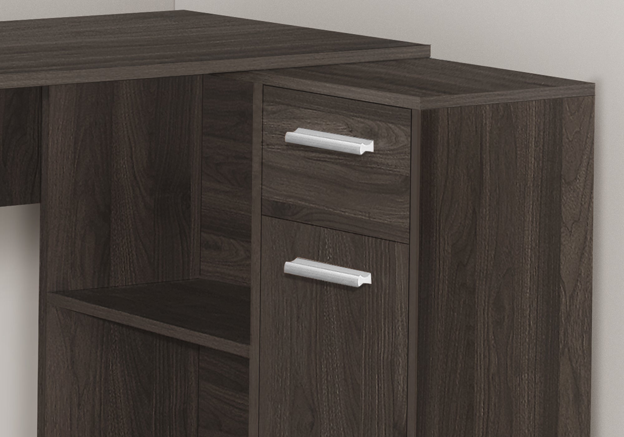 I 7349 Bureau, Bureau À Domicile, Coin, Tiroirs De Rangement, 46"l, Forme De L, Travail, Ordinateur Portable, Stratifié, Brun, Contemporain, Moderne - Simple Boutique