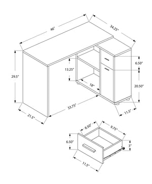 I 7350 Bureau, Bureau À Domicile, Coin, Tiroirs De Rangement, 46"l, Forme De L, Travail, Ordinateur Portable, Stratifié, Blanc, Contemporain, Moderne - Simple Boutique