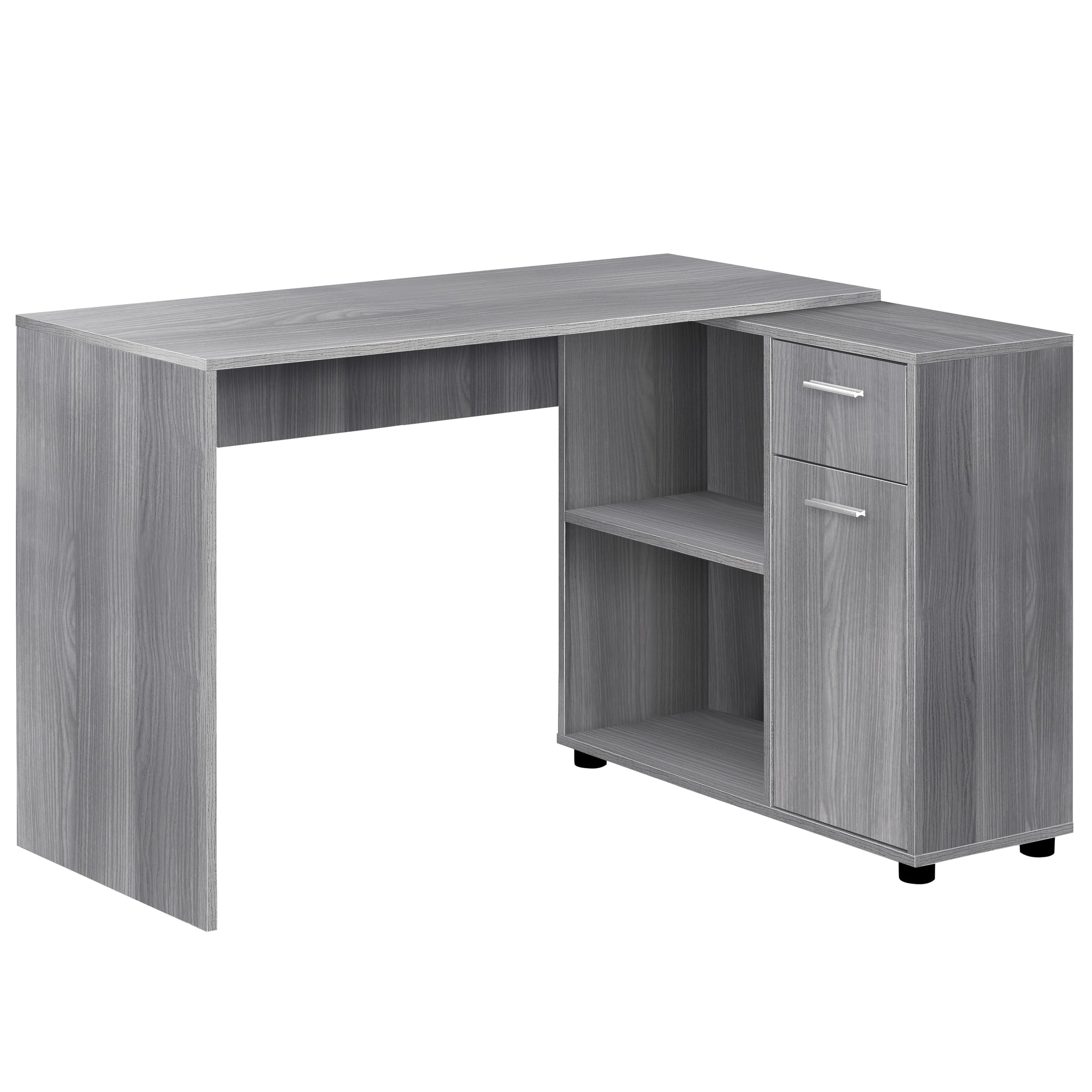 I 7351 Bureau, Bureau À Domicile, Coin, Tiroirs De Rangement, 46"l, Forme De L, Travail, Ordinateur Portable, Stratifié, Gris, Contemporain, Moderne - Simple Boutique
