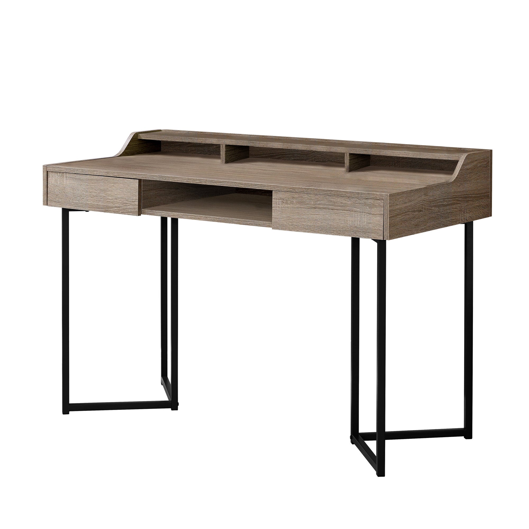 I 7360 Bureau, Bureau À Domicile, Ordinateur Portable, Tiroirs De Rangement, 48"l, Travail, Métal, Stratifié, Brun, Noir, Contemporain, Moderne - Simple Boutique