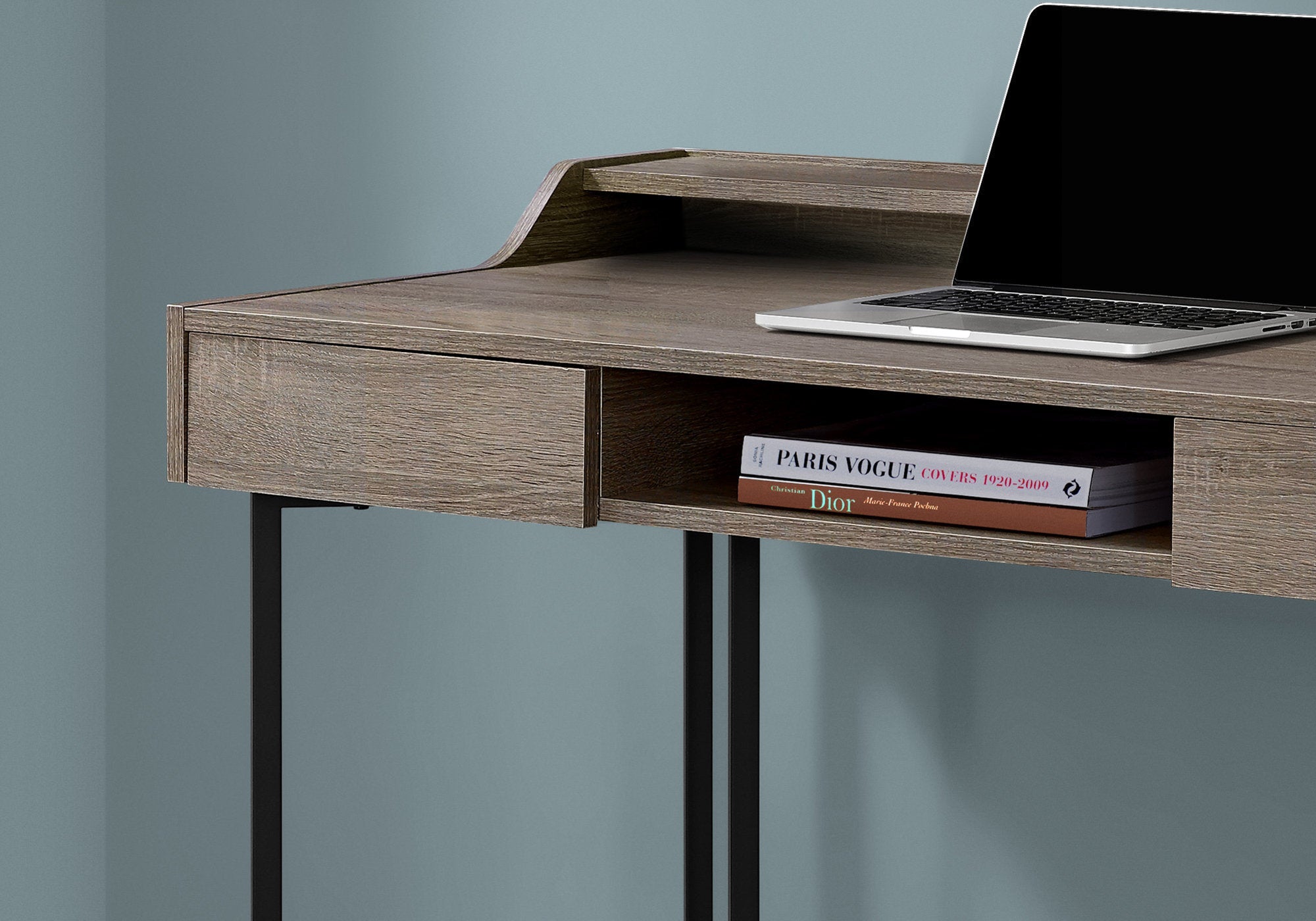 I 7360 Bureau, Bureau À Domicile, Ordinateur Portable, Tiroirs De Rangement, 48"l, Travail, Métal, Stratifié, Brun, Noir, Contemporain, Moderne - Simple Boutique