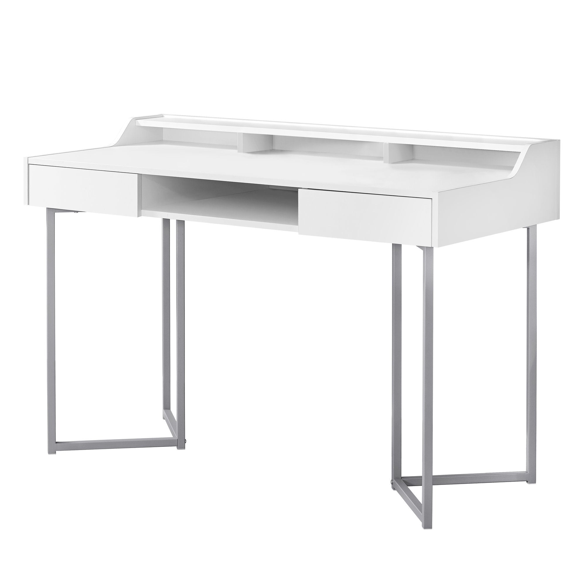 I 7361 Bureau, Bureau À Domicile, Ordinateur Portable, Tiroirs De Rangement, 48"l, Travail, Métal, Stratifié, Blanc, Gris, Contemporain, Moderne - Simple Boutique