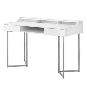 I 7361 Bureau, Bureau À Domicile, Ordinateur Portable, Tiroirs De Rangement, 48"l, Travail, Métal, Stratifié, Blanc, Gris, Contemporain, Moderne - Simple Boutique