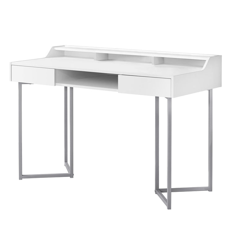 I 7361 Bureau, Bureau À Domicile, Ordinateur Portable, Tiroirs De Rangement, 48"l, Travail, Métal, Stratifié, Blanc, Gris, Contemporain, Moderne - Simple Boutique