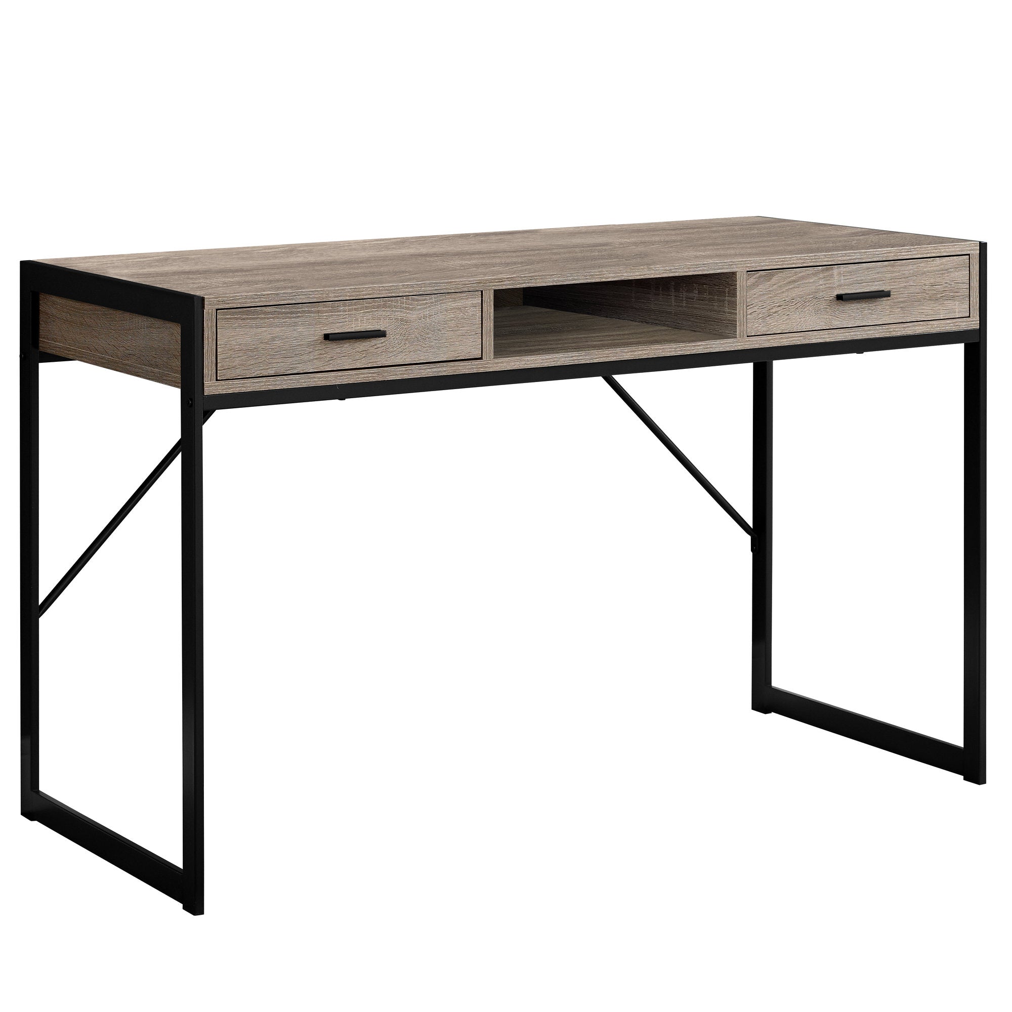 I 7365 Bureau, Bureau À Domicile, Ordinateur Portable, Tiroirs De Rangement, 48"l, Travail, Métal, Stratifié, Brun, Noir, Contemporain, Moderne - Simple Boutique
