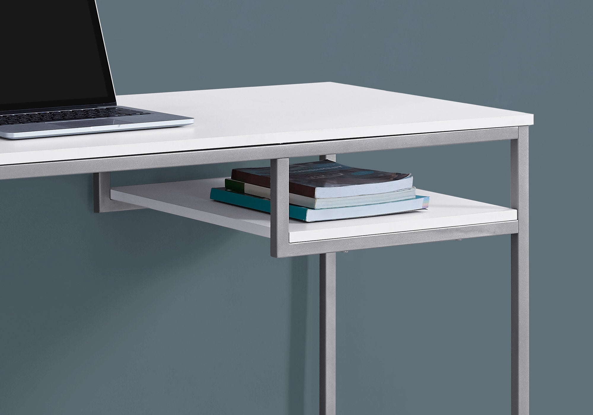 I 7368 Bureau, Bureau À Domicile, Ordinateur Portable, 48"l, Travail, Métal, Stratifié, Blanc, Gris, Contemporain, Moderne - Simple Boutique