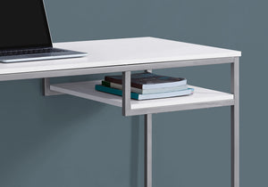 I 7368 Bureau, Bureau À Domicile, Ordinateur Portable, 48"l, Travail, Métal, Stratifié, Blanc, Gris, Contemporain, Moderne - Simple Boutique