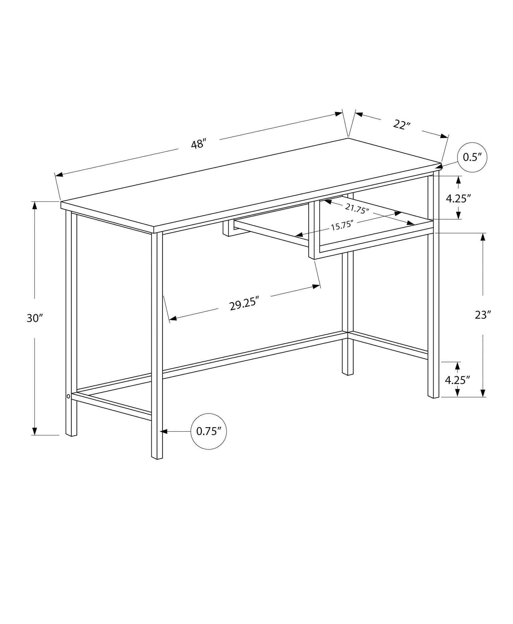 I 7369 Bureau, Bureau À Domicile, Ordinateur Portable, 48"l, Travail, Métal, Stratifié, Brun, Gris, Contemporain, Moderne - Simple Boutique